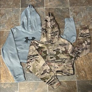 Under Armour Light Blue and Camouflage Hoodies